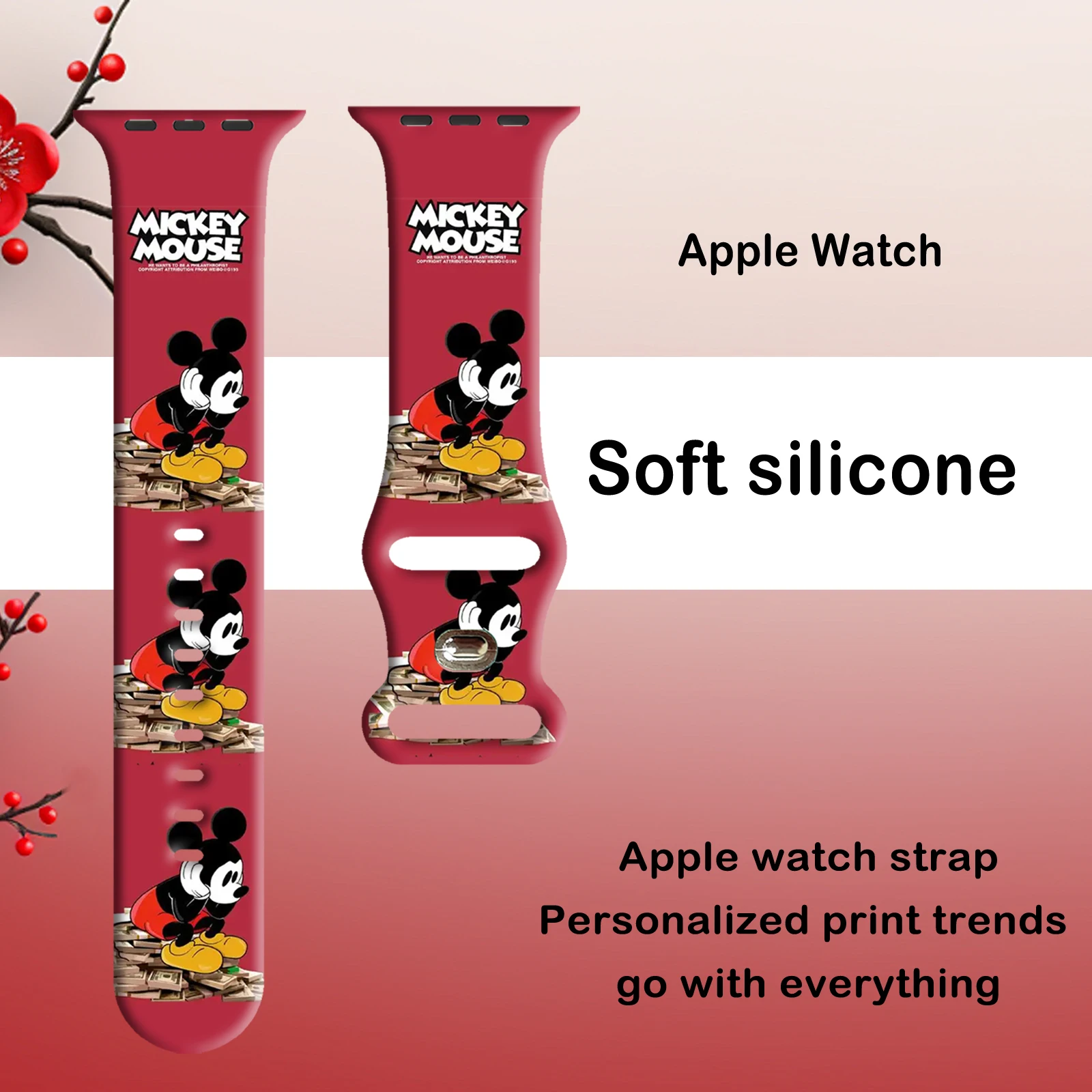 Bedrucktes Uhrenarmband der Disney-Serie, geeignet für Apple Watch 11/10/9/8-Band, Silikonarmband, austauschbar, iWatch 46 mm/44 mm/42 mm/41 mm