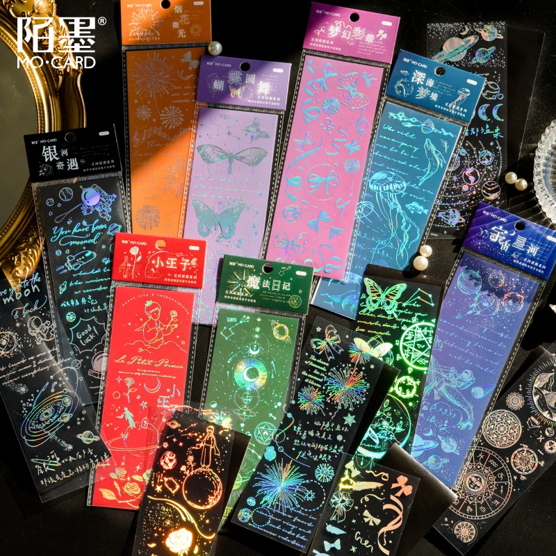 2 sheets /pack Golden Glitter Starry Prince Waterproof Decorative Stickers