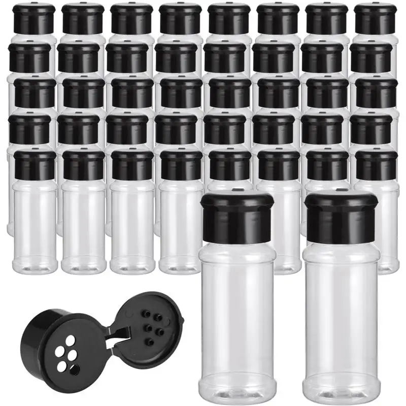 50Pcs Plastic Spice Jars 100ML Seasoning Containers Transparent Spice Bottles Empty Seasoning Shakers Spice Storage Containers