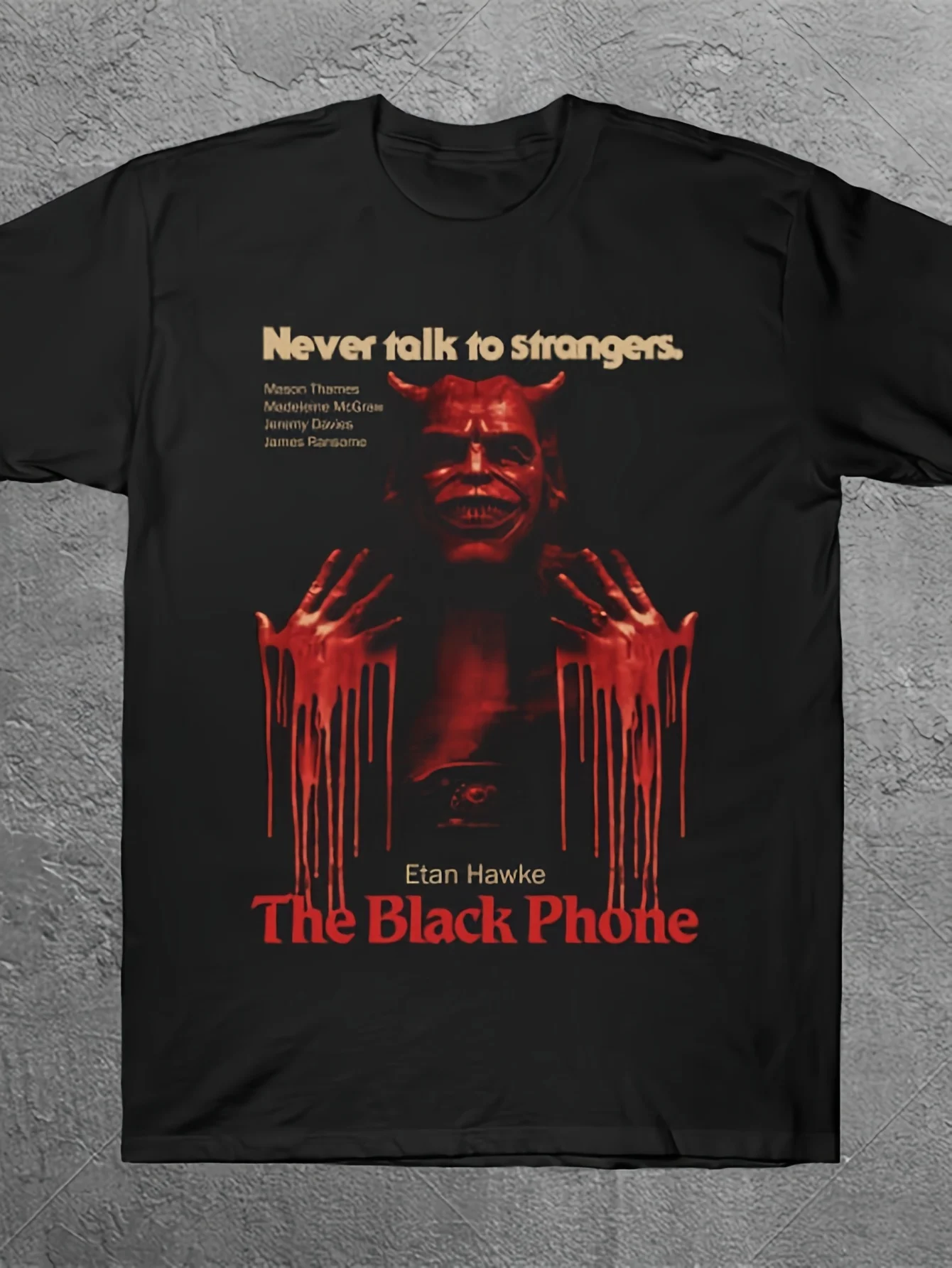 

Black Mobile Phone T-shirt Men's and Women's Pattern T-shirt Text Casual Round Neck Short Sleeved Shirt Suitable for All Seasons