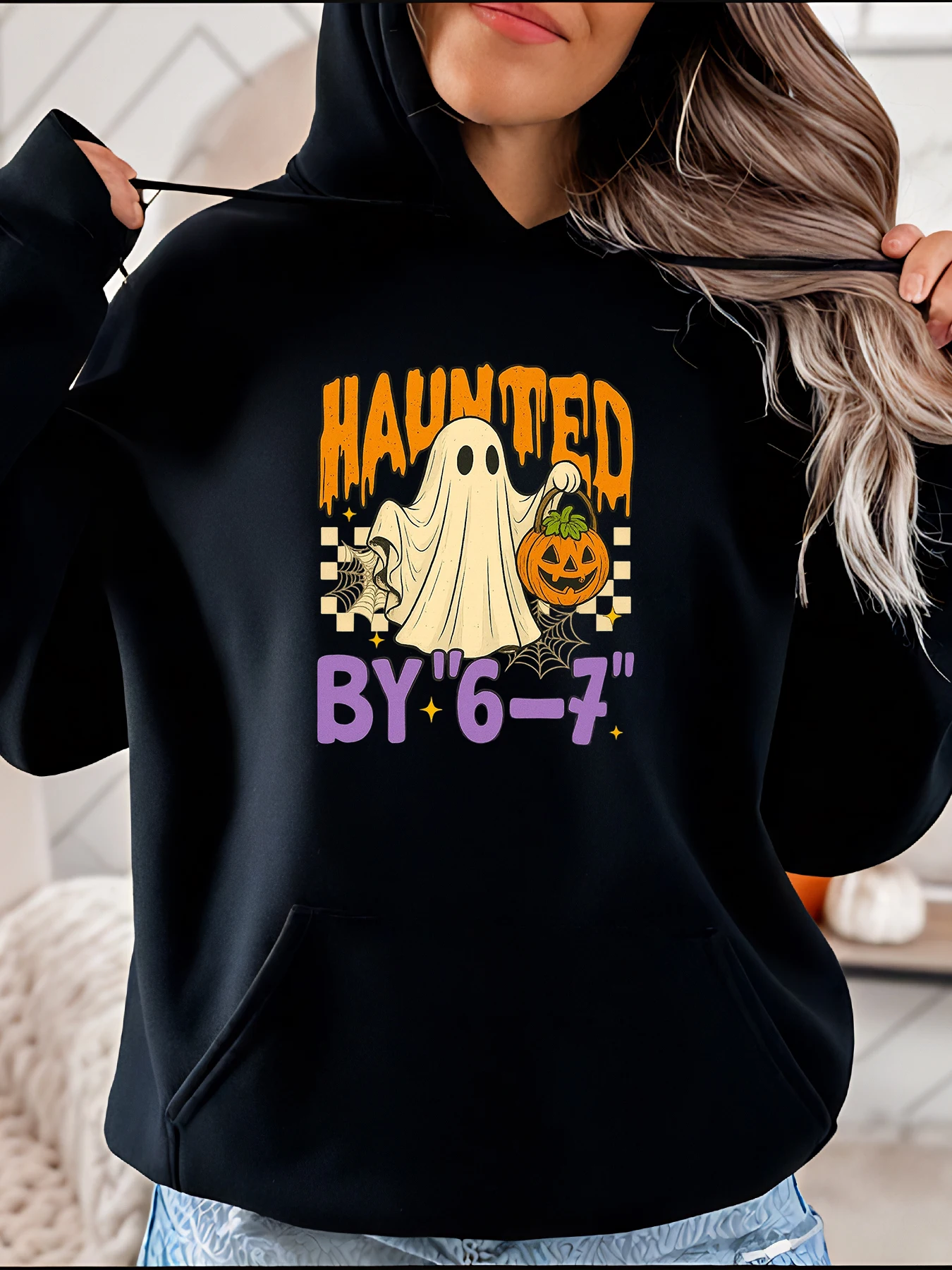 

Halloween Hoodie Haunted Ghost Pumpkin Print Women's Casual Sweatshirt Halloween Party Costume Apparel