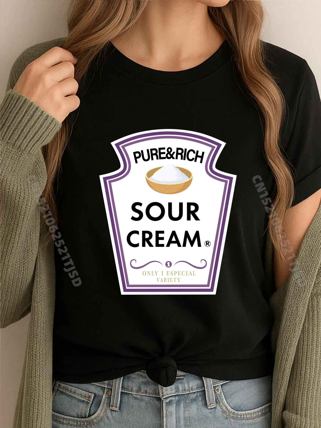 

Funny Sour Cream Group Condiment Family Halloween Costume Blue And White Graphic T Shirts Camisetas De Hombre Retro