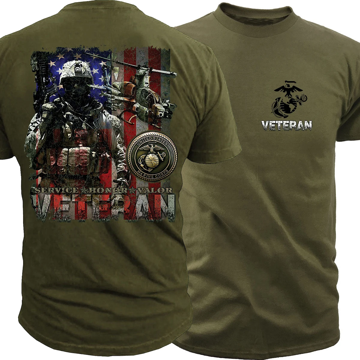 US Marines Corps Veteran Flag T-Shirt New 100% Cotton Short Sleeve Casual O-Neck Summer Mens T-shirt Size S-3XL