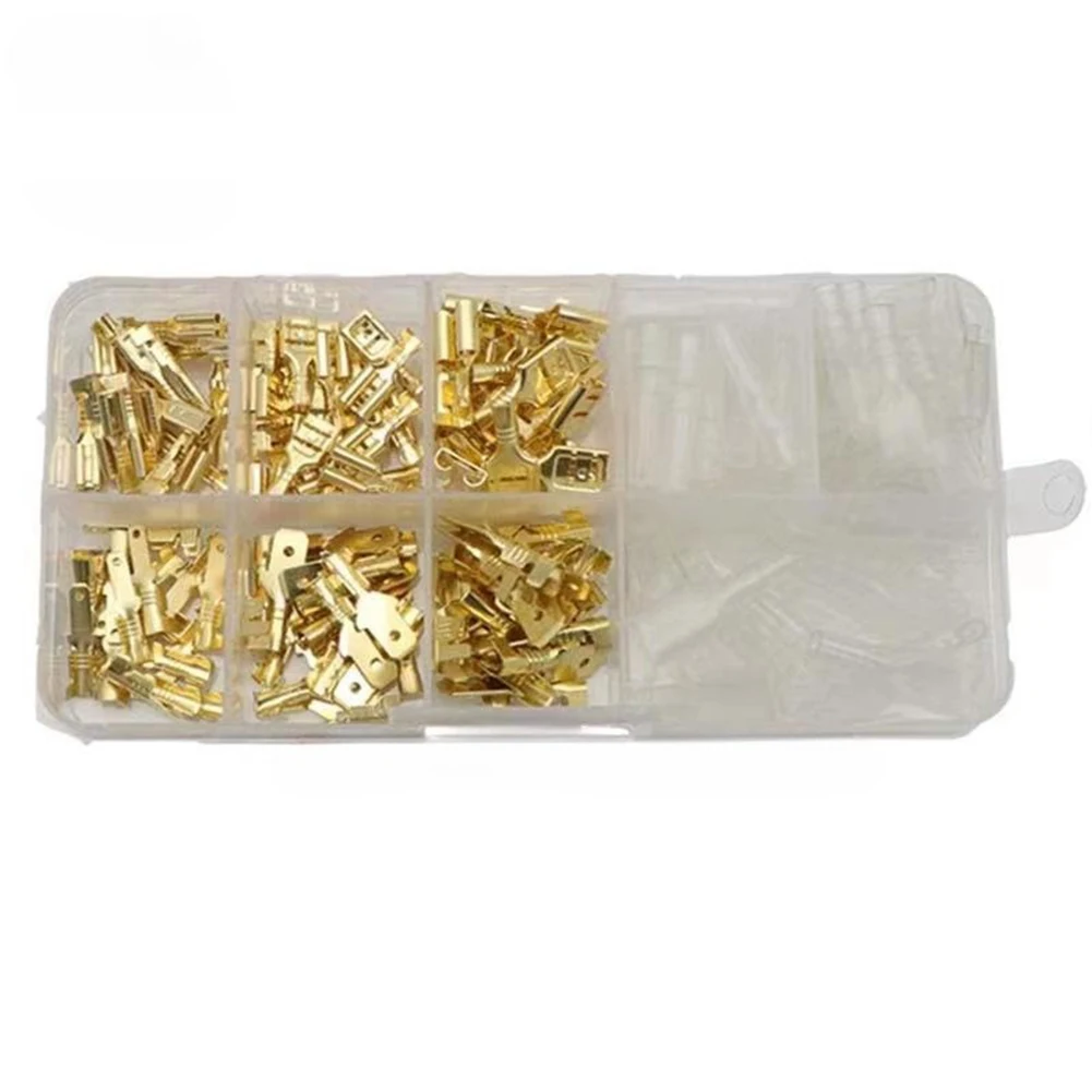 180PCS Gold Crimp Terminal Connector Electrical Wire Connectors Set 2 8 4 8 6 3mm Cold Press for Home Appliance and Railways