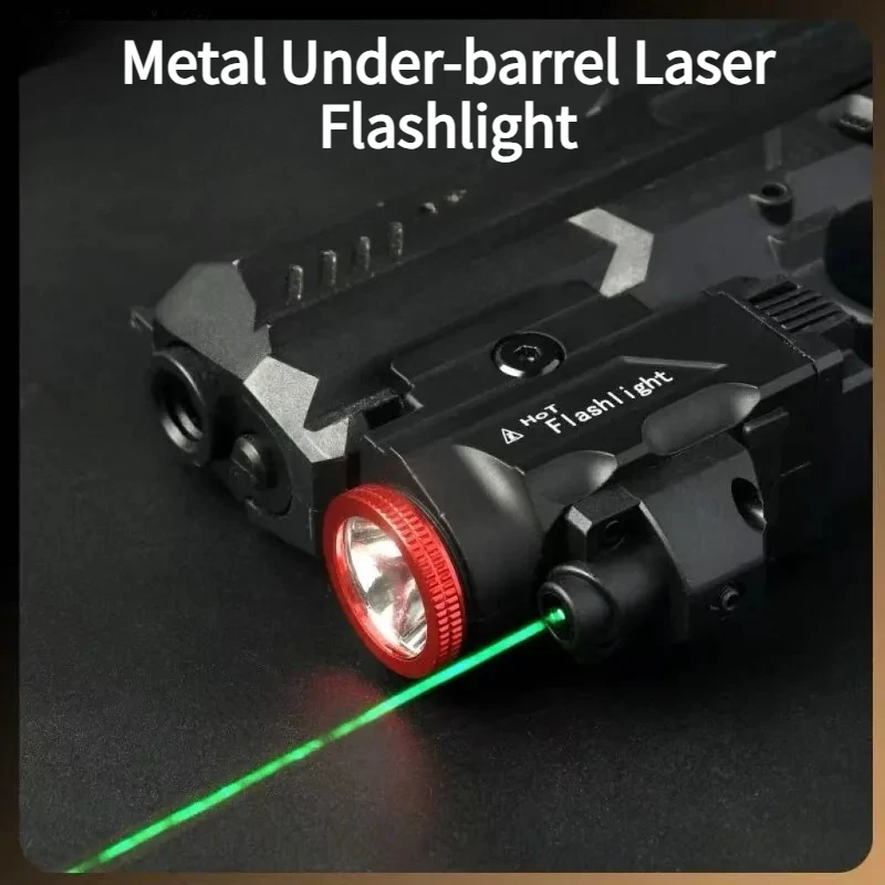 Tactical Outdoor Light, Rechargeable Metal Under-mount Laser Torch, Red/green Laser with Strobe Mode, Compatible with 20mm Rail