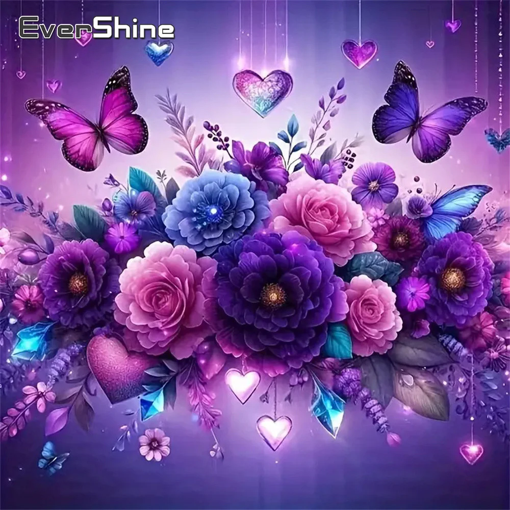 Evershine Peony Diamond Painting Flower Cross Stitch Kits DI