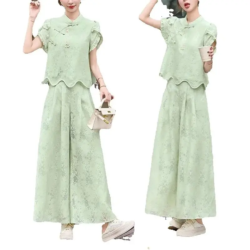 Haut de gamme belle été nouveau Style à la mode minceur et haut élégant tempérament décontracté haut de gamme pantalon deux pièces ensemble à la mode