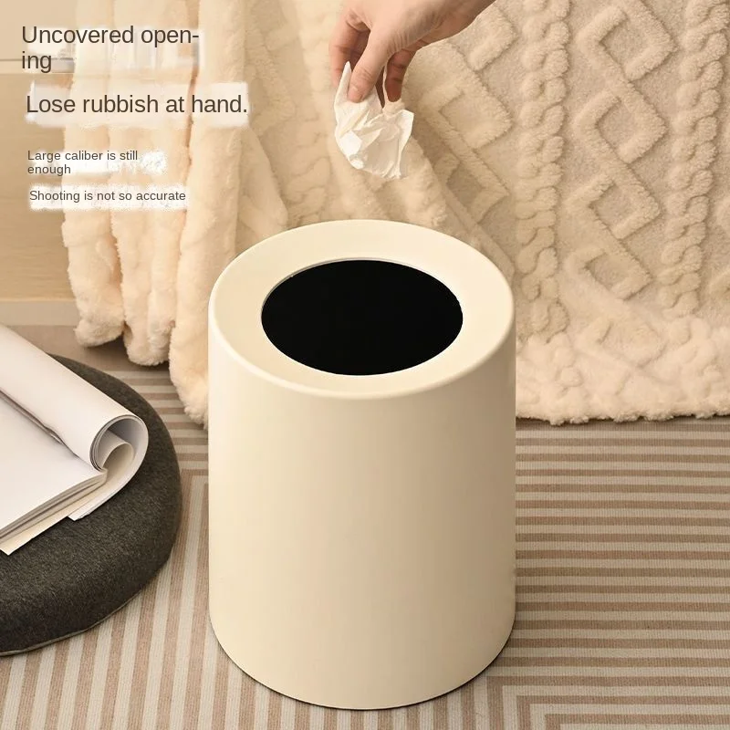 Nordic Trash Can Double-layer Household Simple Living Room Bedroom Kitchen Bathroom Office Creative Toilet Round Cylinder