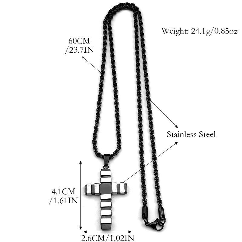 الفولاذ المقاوم للصدأ الصليب قلادة قلادة للرجال النساء أسود أبيض اللون سلسلة بسيطة حزب الهيب هوب اكسسوارات هدايا الحفلات #6