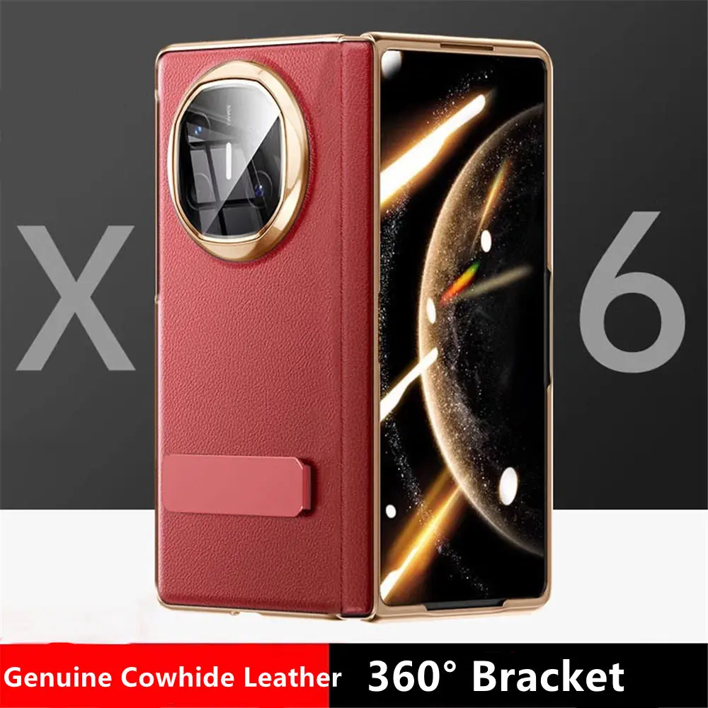 حافظة فليب من جلد البقر الفاخر لهاتف هواوي ميت X6 X5 360 °   غطاء المفصلي قوس