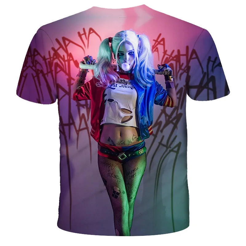 Summer Cross-border Men's Printed 3D Small Ugly Girl Harley Quinn Short Sleeved T-shirt, High-quality Children's Clothing