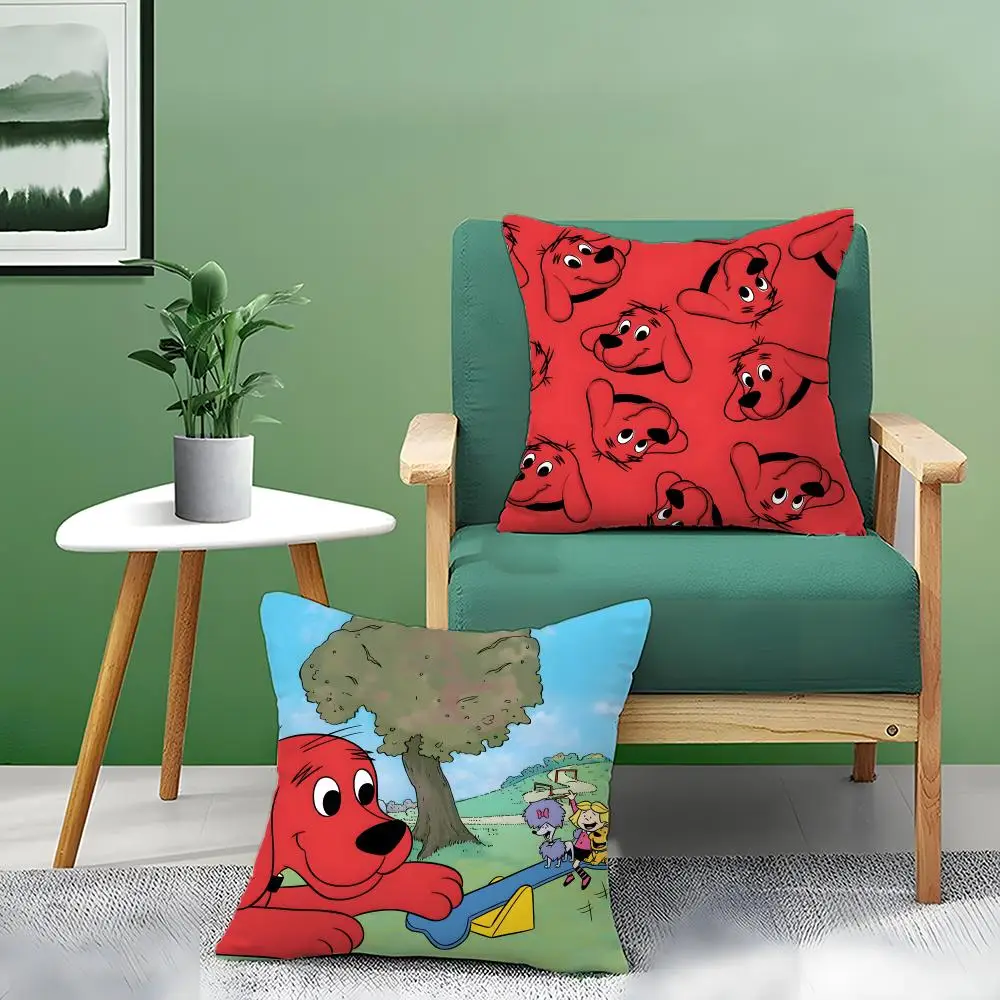 Pillow Case Double-Sided Plush Sofa Cushion Covers Organic Breathable Invisible Zipper Clifford The Big Red Dog - view 4