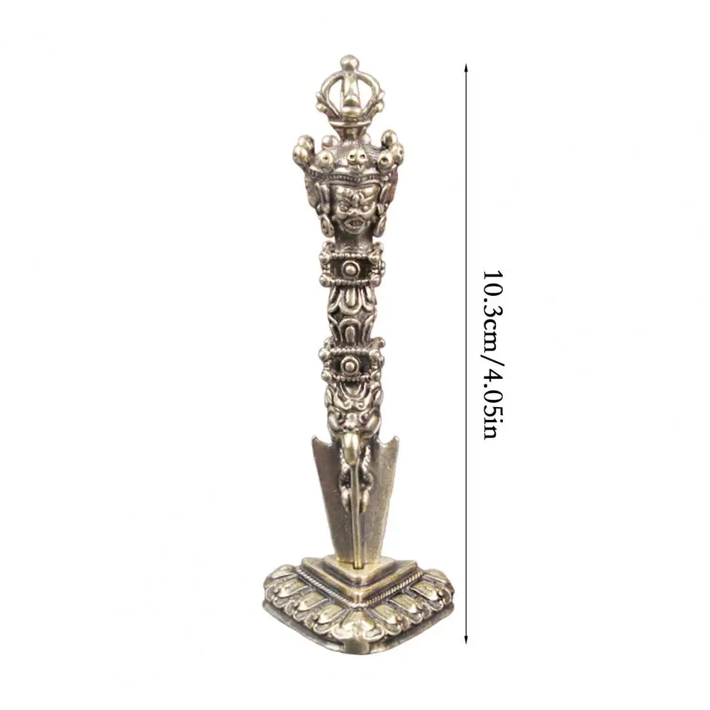 Vajra Pestle Statue Brass Figurine Three-faced Buddhism Phurba Statue for Home Office Decor Metal Sculpture