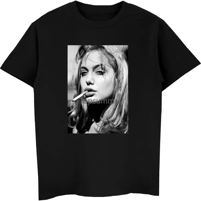 أنجلينا جولي براد بيت القتال نادي Dvd فاسق تي شيرت الرجال القطن قصير الأكمام تي شيرت الهيب هوب تيز القمم Harajuku الشارع الشهير #1