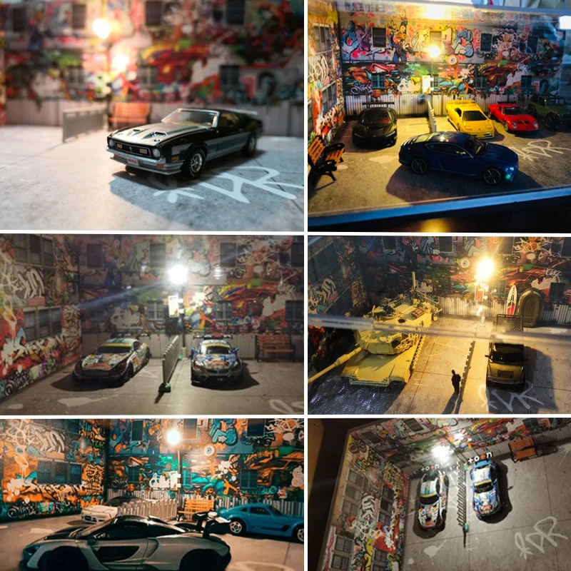 Diorama 1:64 Model Car Parking LED Display Garage Vehicle Collection Display Gifts