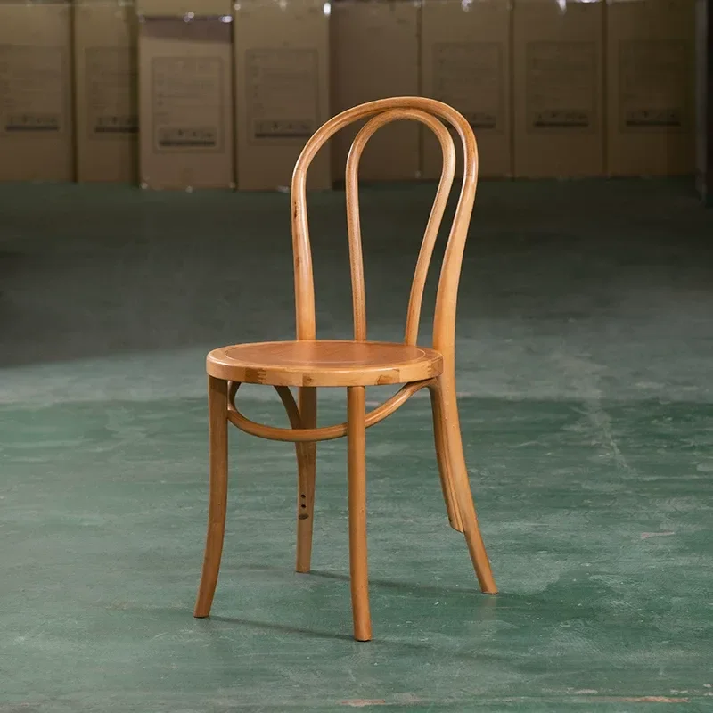 Solid Wood Dining Chair Curved Backrest Thonet Style French Retro Nordic Adult Sana Sonite Chair Vintage Home Furniture
