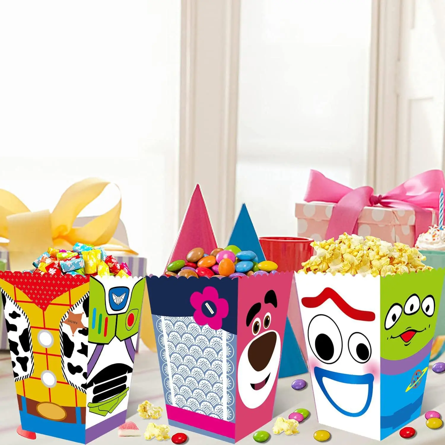 12pcs Disney Toy Story,Minnieholders， Boxes  Can Hold Popcorn, Snacks, French Fries, Party Gift Packaging Boxes，Carnival ，party