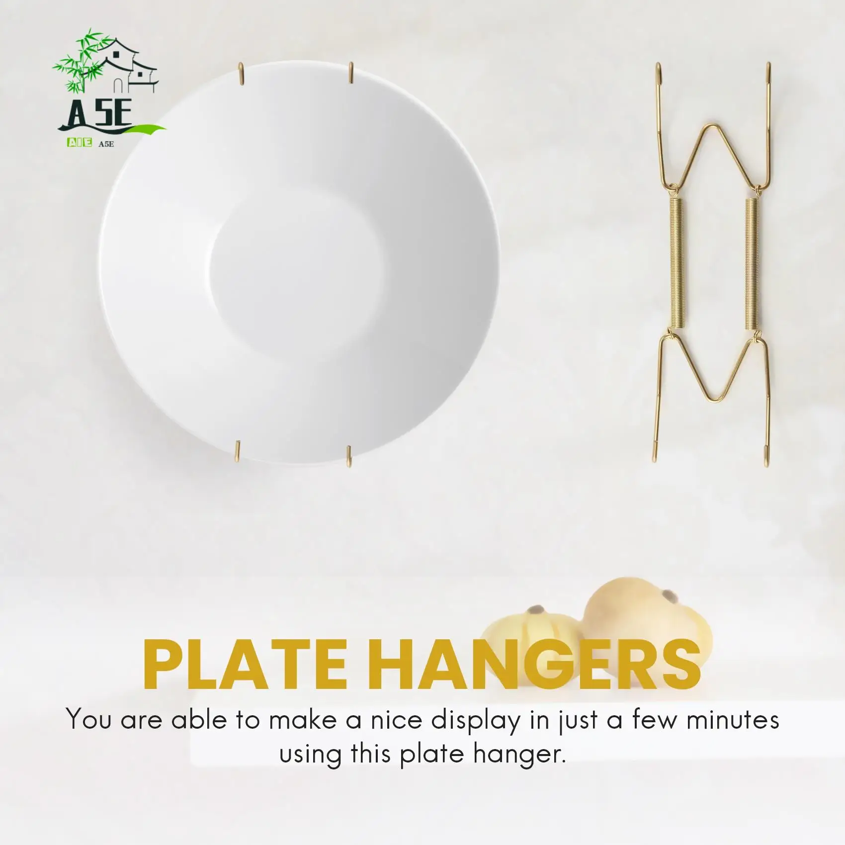 

A05E-10 Pack Plate Hangers, 6 Inch Wall Plate Hangers And 10 Pack Wall Hooks, Compatible 5 To 7 Inch Decorative Plates, Antique