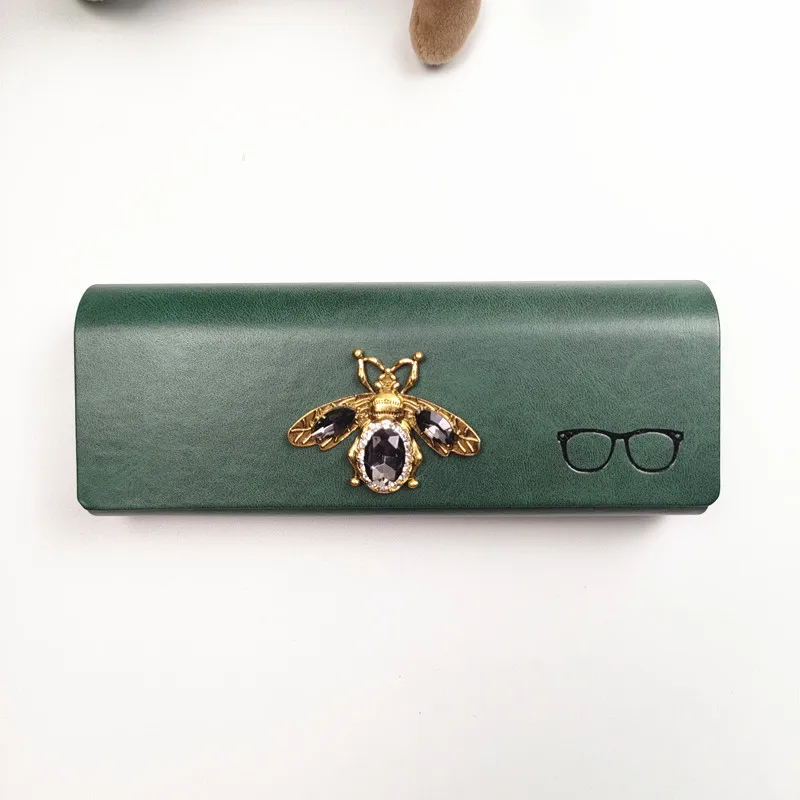 Etui na okulary damskie z twardej skóry PU, wzór pszczoły, pudełko na okulary, ochrona przed zgniataniem, uchwyt na okulary przeciwsłoneczne, prezent dla dziewczyny