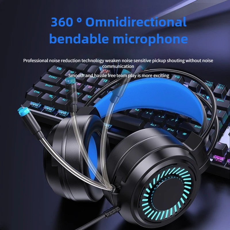 Cuffie Cuffie cablate a 7.1 canali con microfono Cuffie con illuminazione RGB Riduzione del rumore Adatto per giochi, musica, viaggi, lavoro