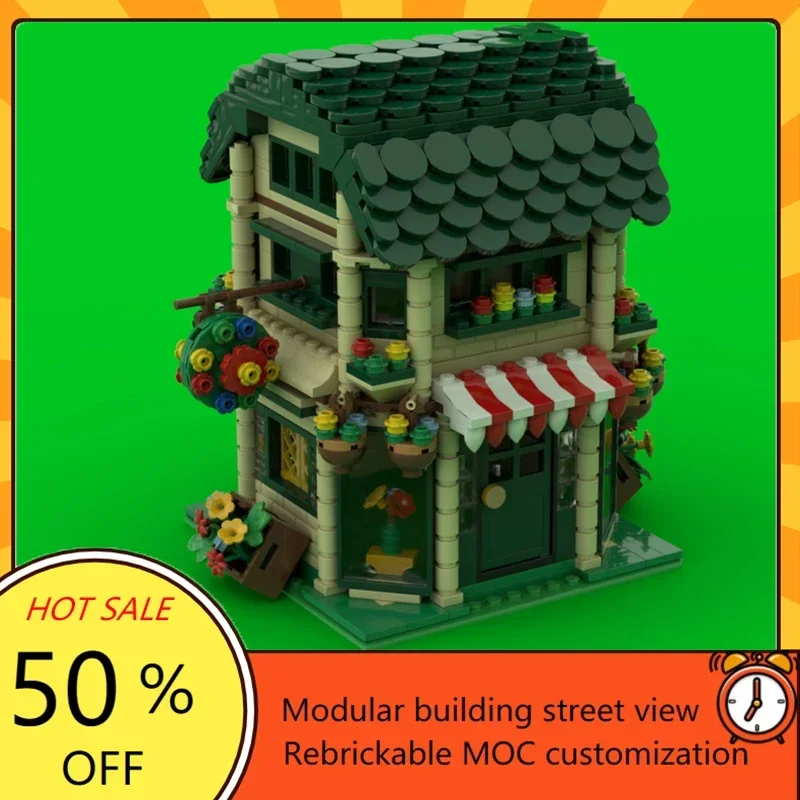 977 pièces fleur modulaire MOC créatif vue sur la rue modèle personnalisé Puzzles Architecture bricolage éducation assemblage modèle jouets cadeaux
