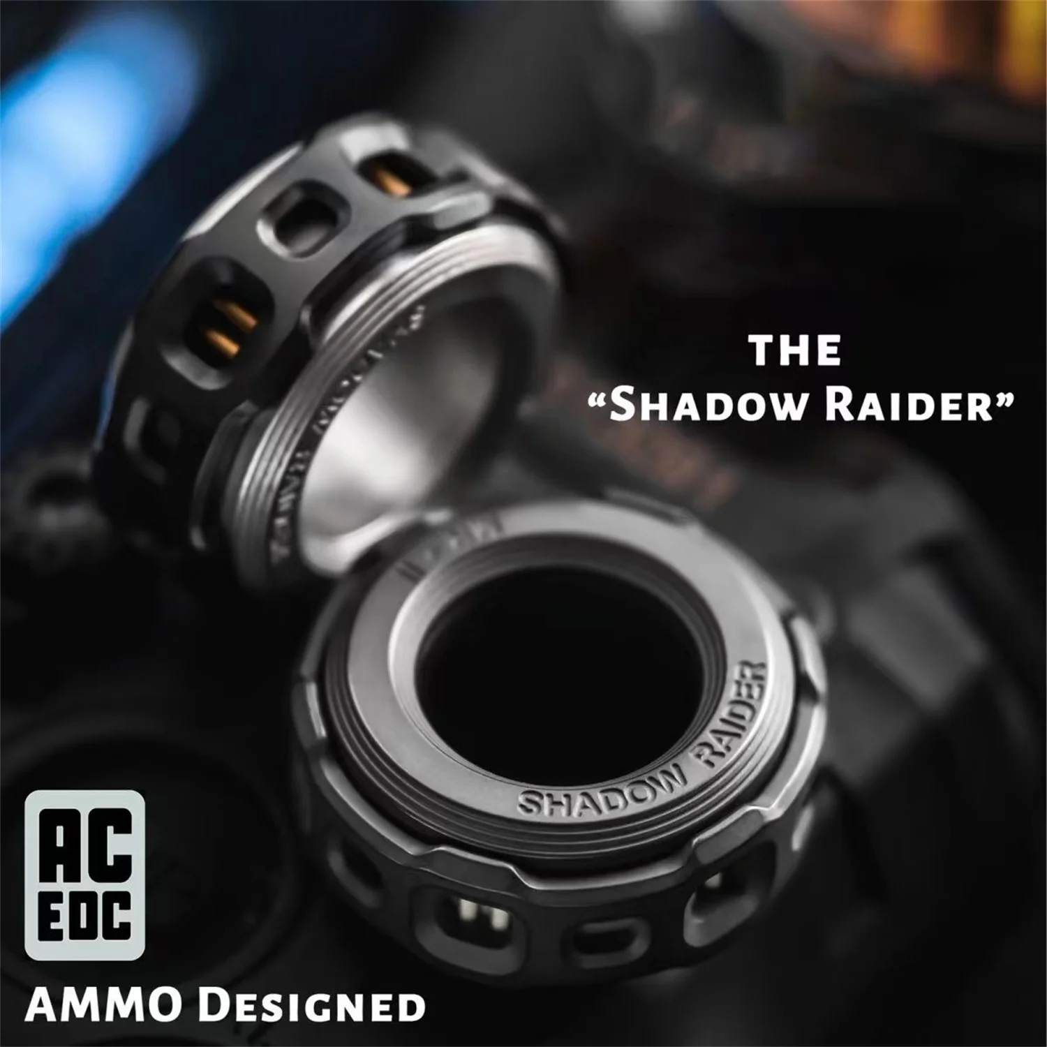 ACEdc Mechanical Rings Shadow Raider 2 Fingertip Gyro Stress Relief Toys Black Tech Toys