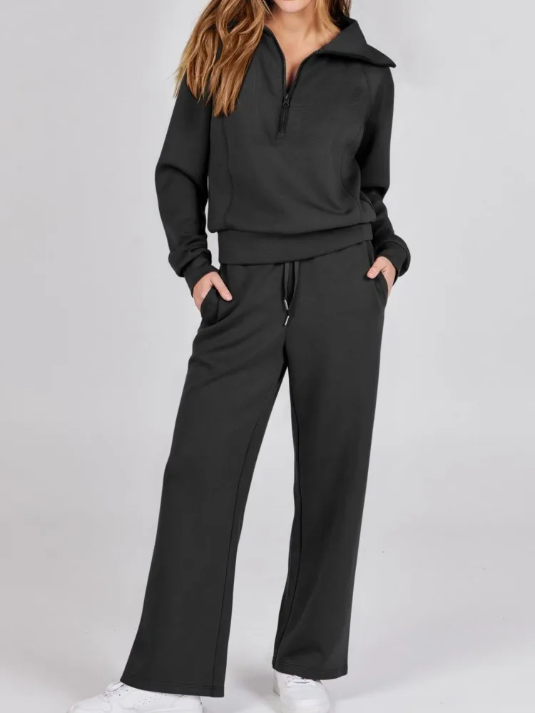 

Casual Sports Set For Women Fashion Solid Hoodie Zip Tops+High Waist Long Pants 2 Piece Sets Lady Holiday Streetwear Clothes New