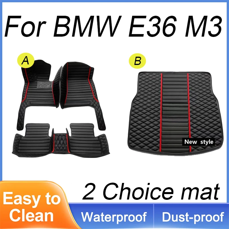 Custom Automotive Car Floor Mats For BMW E36 M3 1995 1996 1997 1998 1999 Auto Luxury Leather Men Women Car Mats Full Coverage