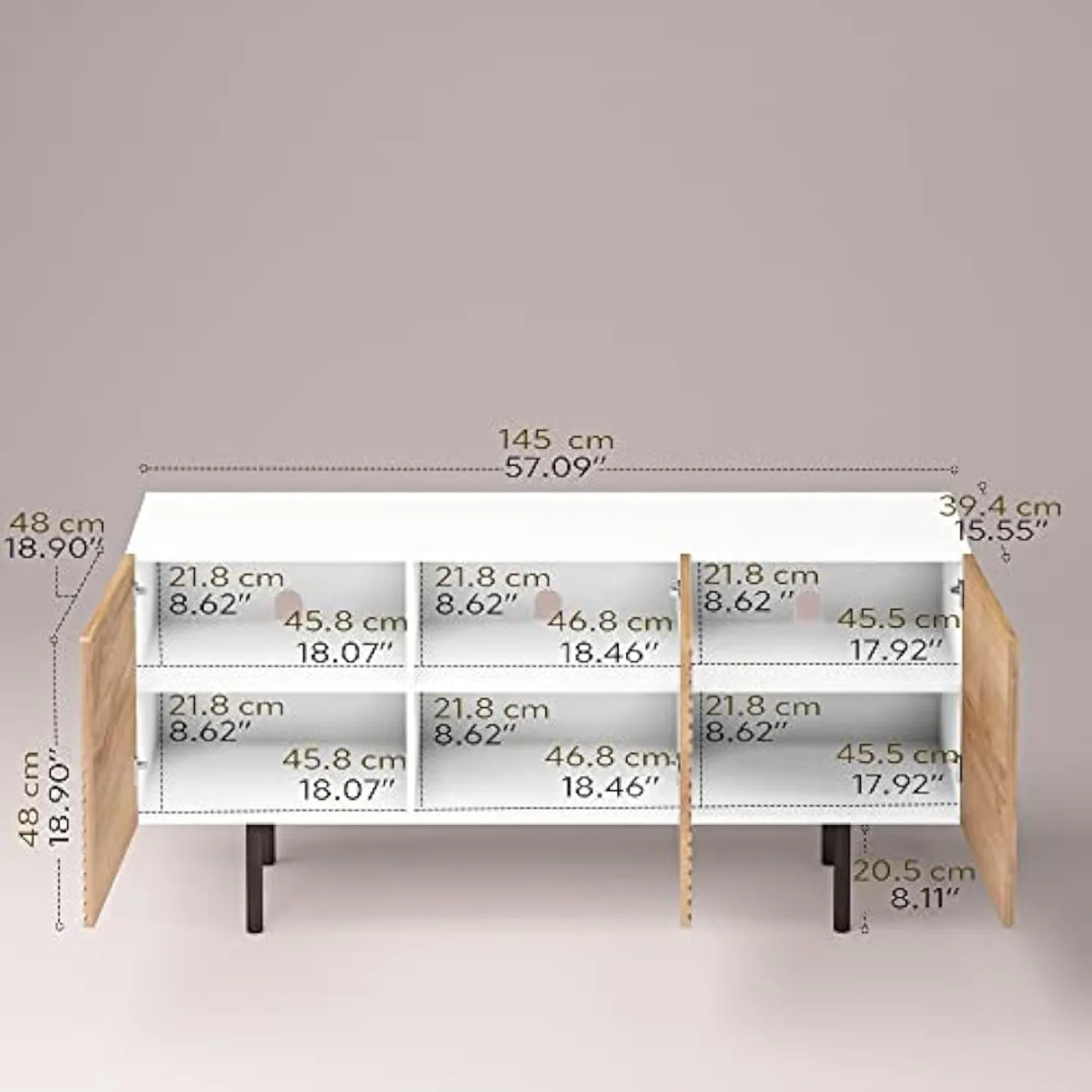 Boho Sideboard Buffet Cabinet, Mídia, EUA, até 65"