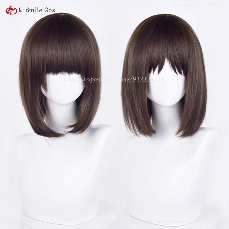 Anime  Cosplay Iwamura Mitsumi Cosplay Wig 35cm Dark Brown BoBo Anime Wig Heat Resistant Synthetic Hair + Wig Cap