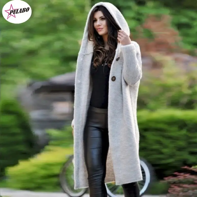 XXXL y2k Autumn Winter Hooded Long Cardigan Women Casual Long Sleeve Korean Sweater Coat Loose Knitted Cardigans