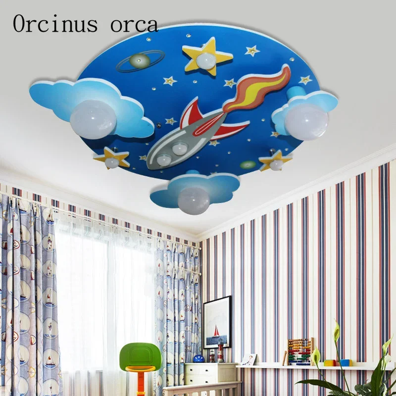 

Cartoon creative spaceship ceiling lamp boy girl bedroom children's room light kindergarten star styling LED ceiling lamp