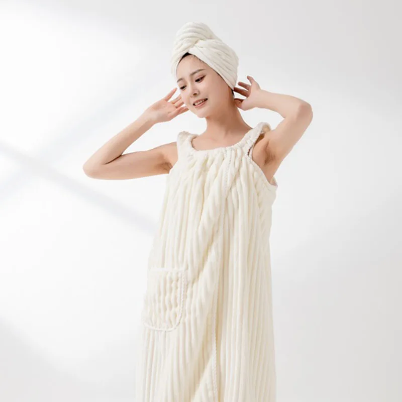 

Карманная коралловая бархатная юбка для душа, пушистая, теплая, утолщенная, прочная впитывающая упаковка, банное полотенце, нагрудник, носимое банное полотенце