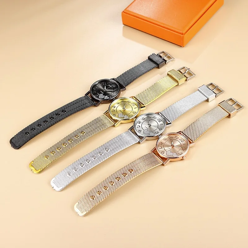New Simple Vintage Classic Fashion Casual Women Watch Ladies Mesh Belt  Elegant Wild Creative Love Lover Quartz Wristwatch