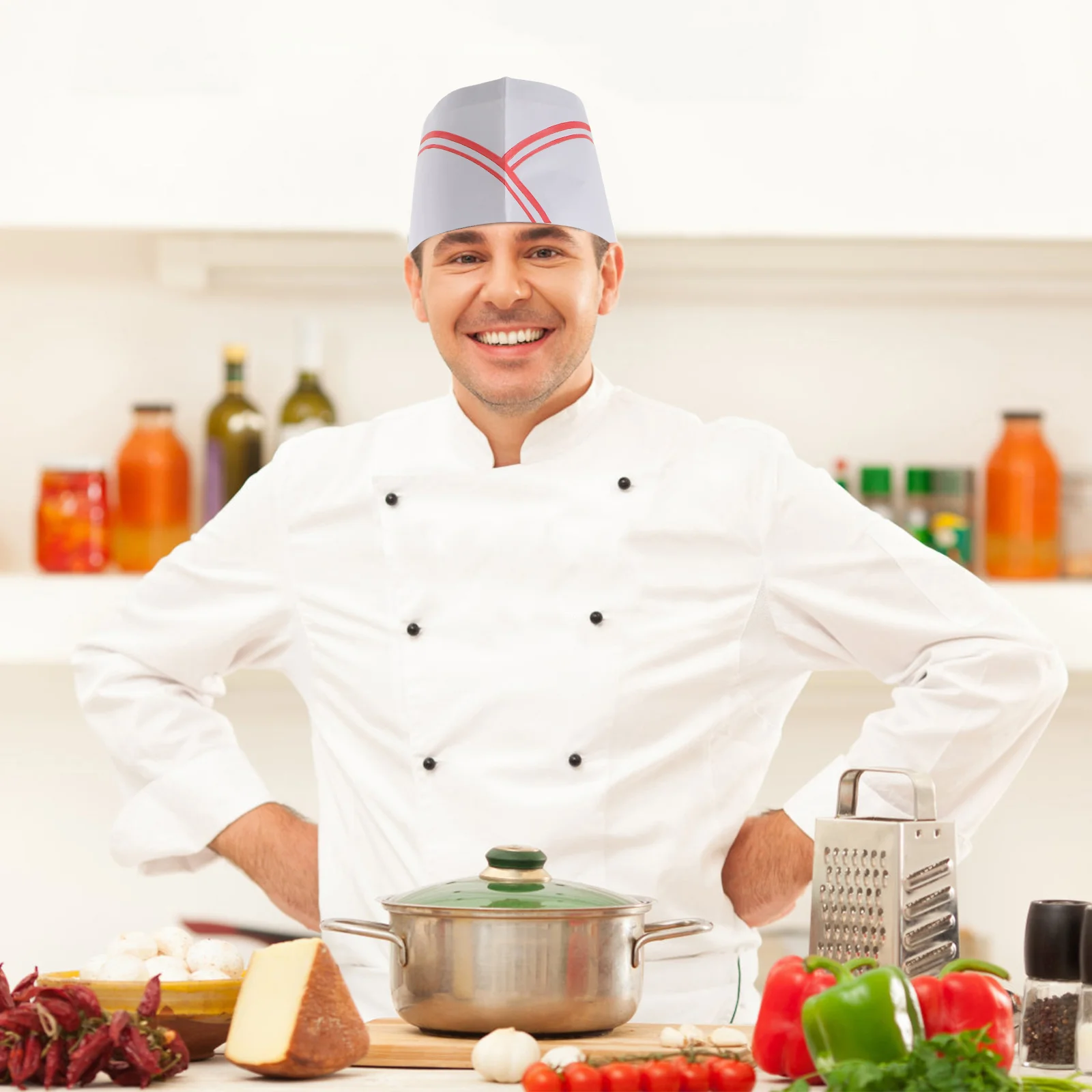 Casquettes de chef en papier, accessoires de cuisine pour cuisiniers, 50 pièces