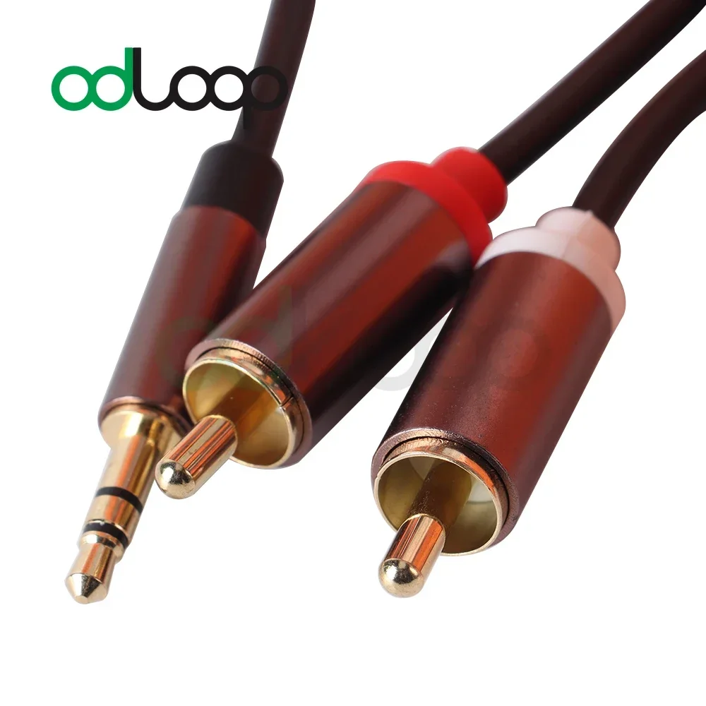 ODLOOP-Cable RCA HiFi estéreo 2RCA a 3,5mm, Cable de Audio AUX RCA Jack 3,5 Y divisor para amplificadores de Audio, Cable de cine en casa