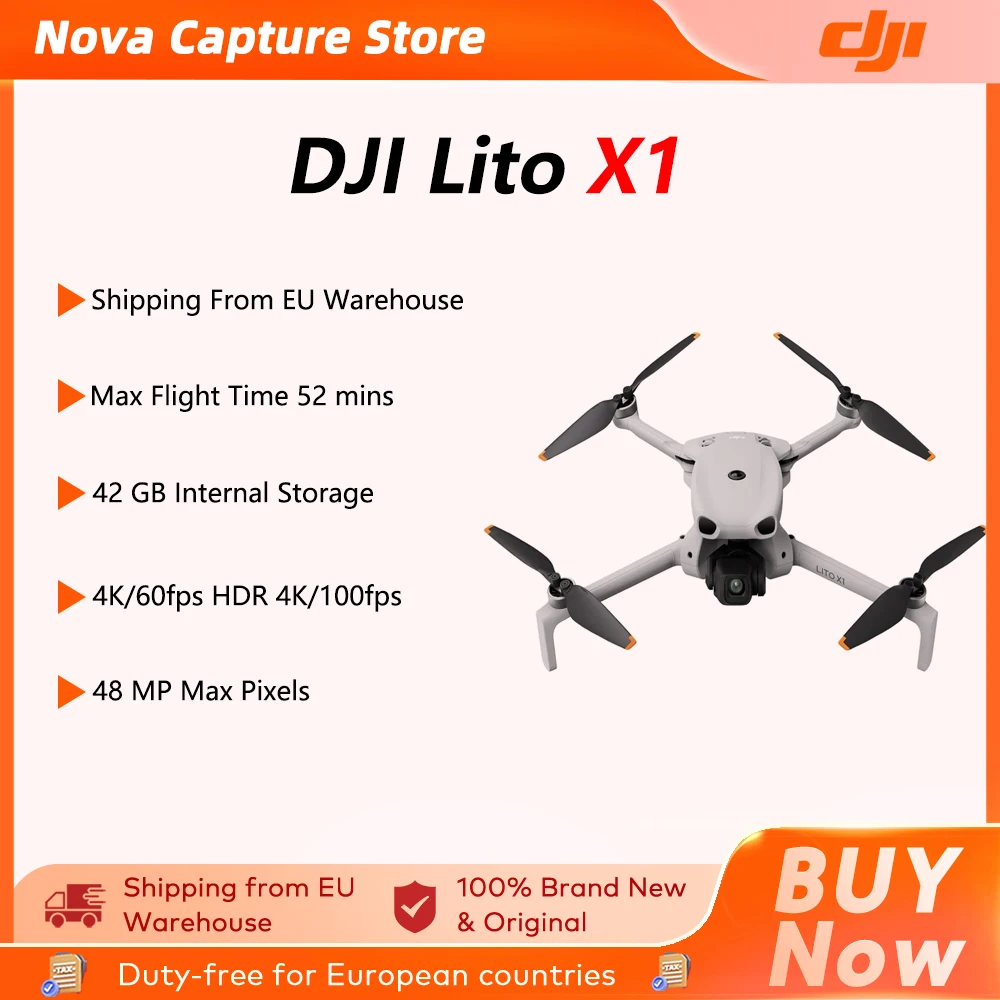 【Wysyłka z UE】DJI Lito X1 Składany, lekki dron 4K z detekcją przeszkód, ActiveTrack, czujnik 1/1.3 cala, zasięg 15 km dla początkujących C0