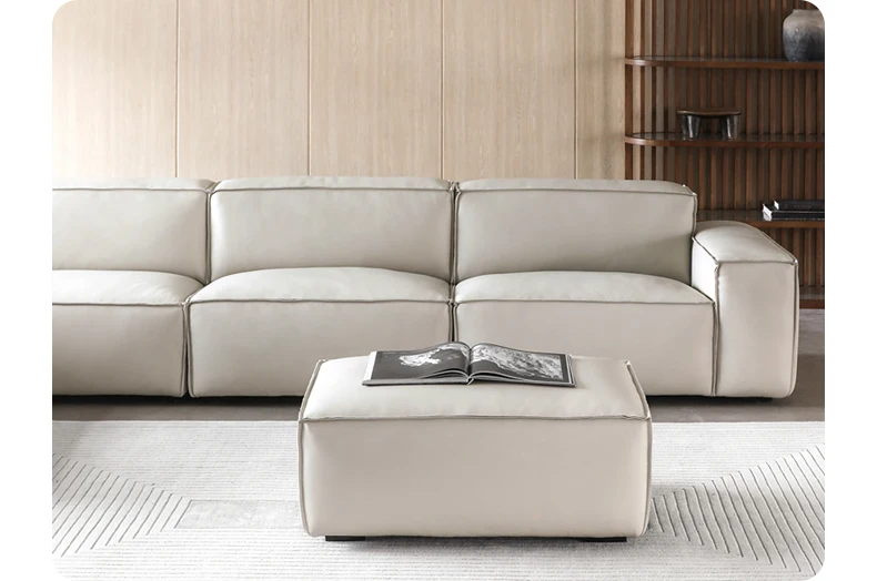 Modern minimalist imported first layer cowhide light luxury style leather corner combination modular sofa