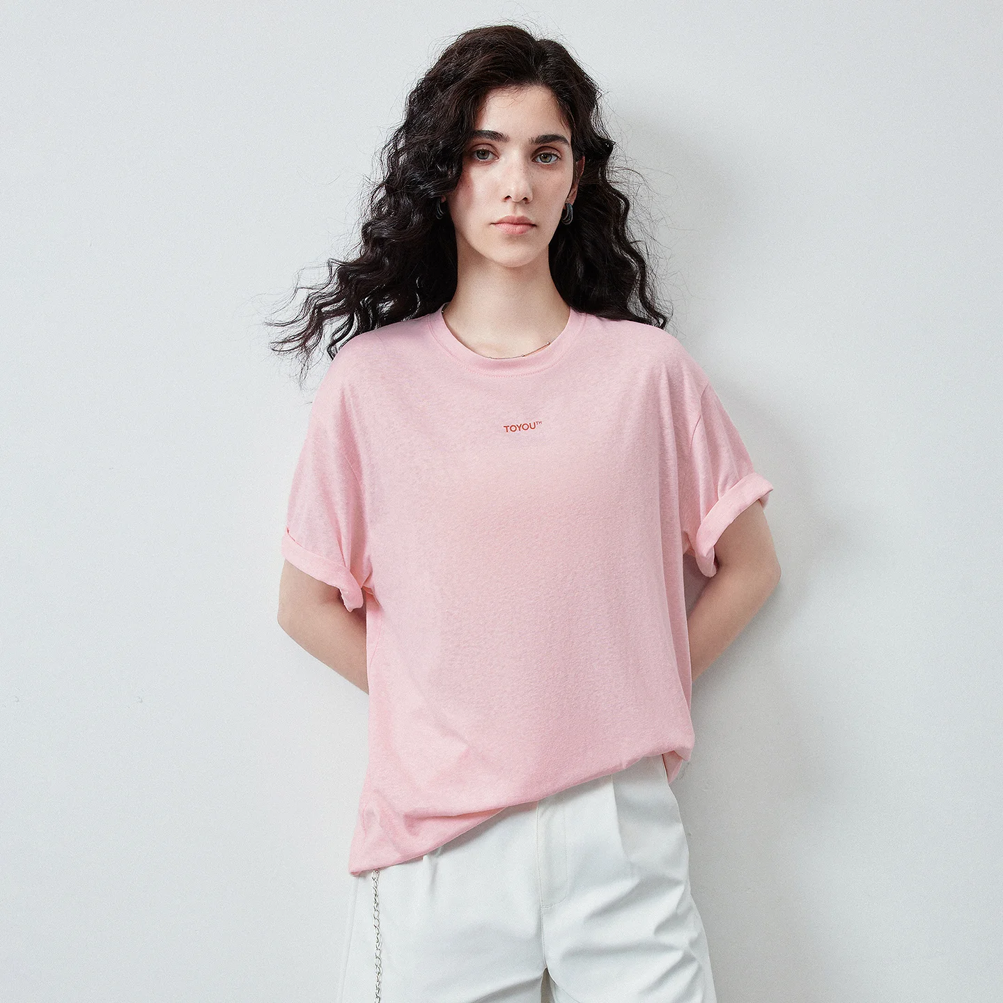 TOYOUTH Women T Shirt Summer 2026 Qingcongquan Co branded Loose Drop Shoulder Snowflake Speckle Apple Print Short Sleeve Casual