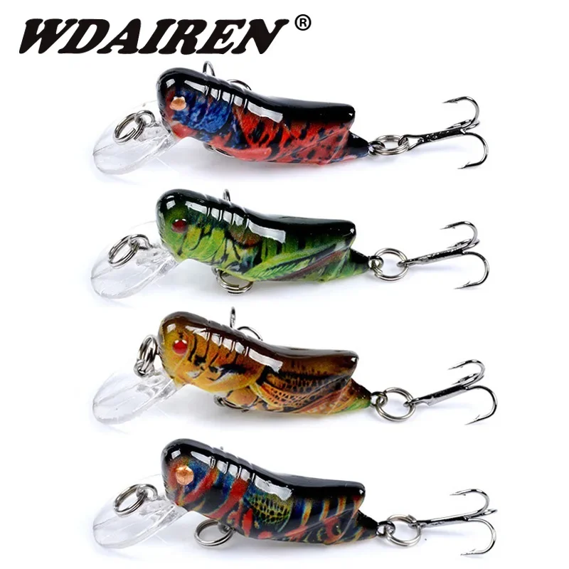 Leurre de pêche bionique insecte 45mm 3.5g, 1 pièce, appâts durs méné sauterelle calmar Élnageurs basse carpe brochet matériel de pêche