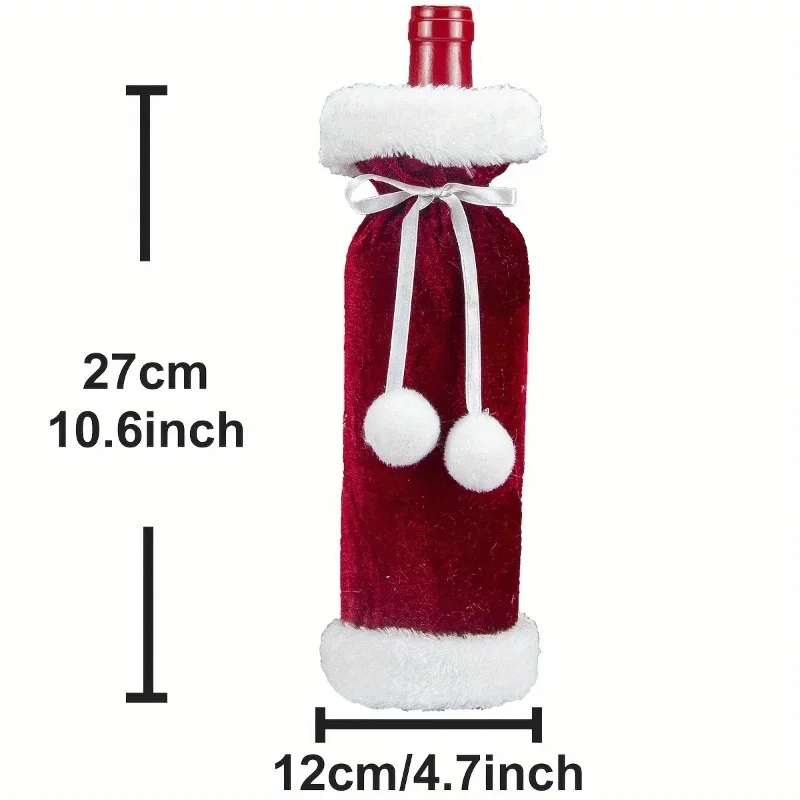 

1/2pcs Set Christmas Wine Bottle Covers with Santa Hats Holiday Table Wine Bag Dining Room Decorative Tableware