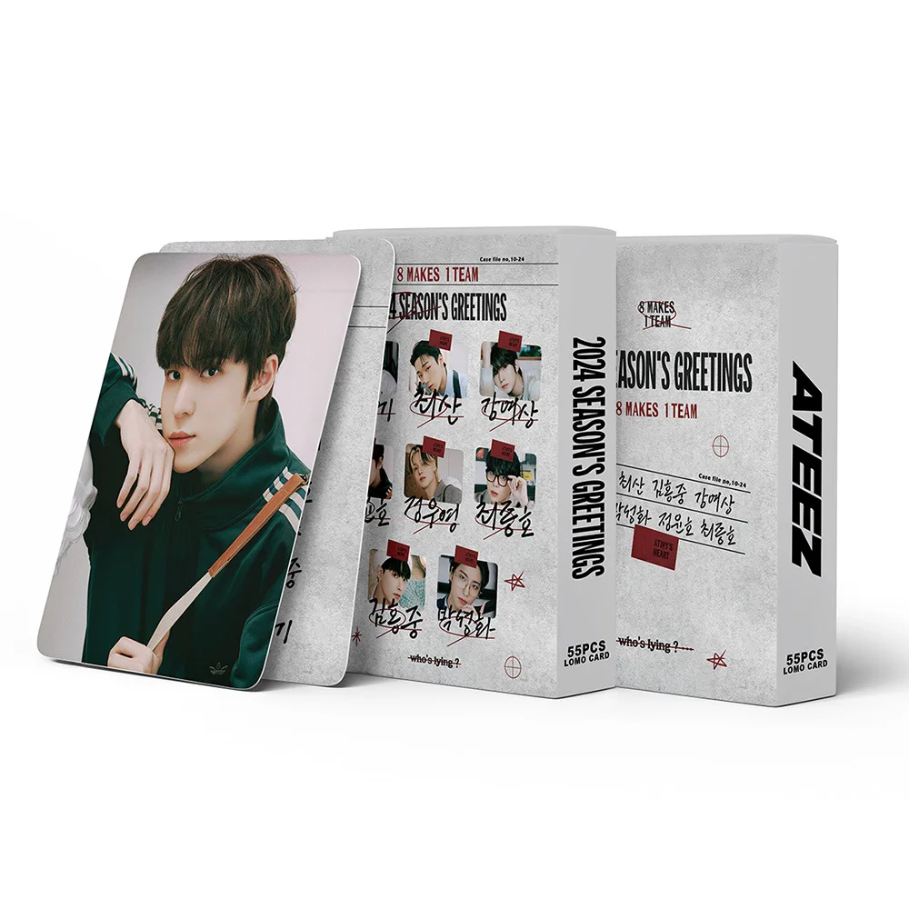 케이팝 ATEEZ 로모 카드, 홍중 윤호 여승화 산민기 우영 종호 포토카드, 하이 퀄리티 팬 선물, 55 개/세트