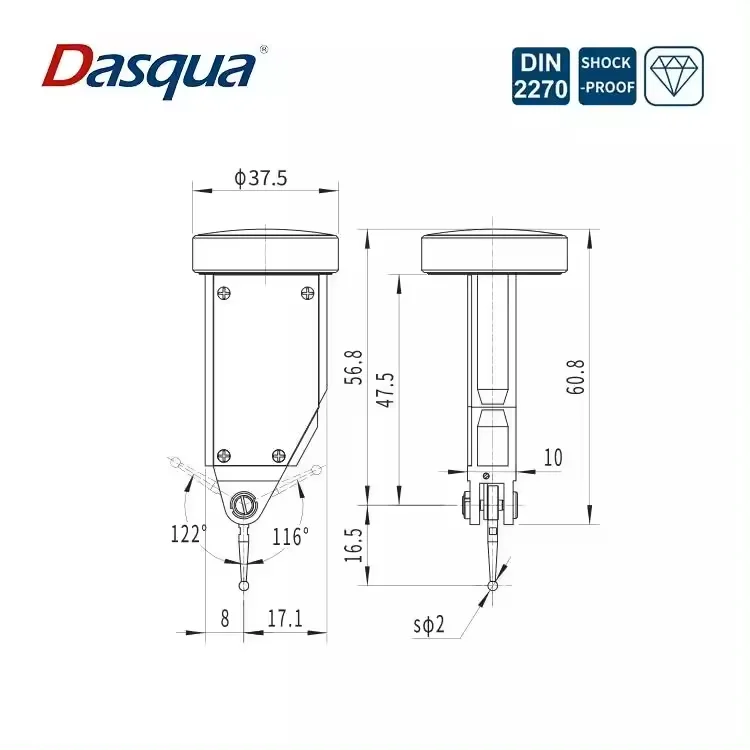 2026 Dasqua 0.8mm Dial Test Indicator With Shock-proof Gearing Measure Gauge Tool