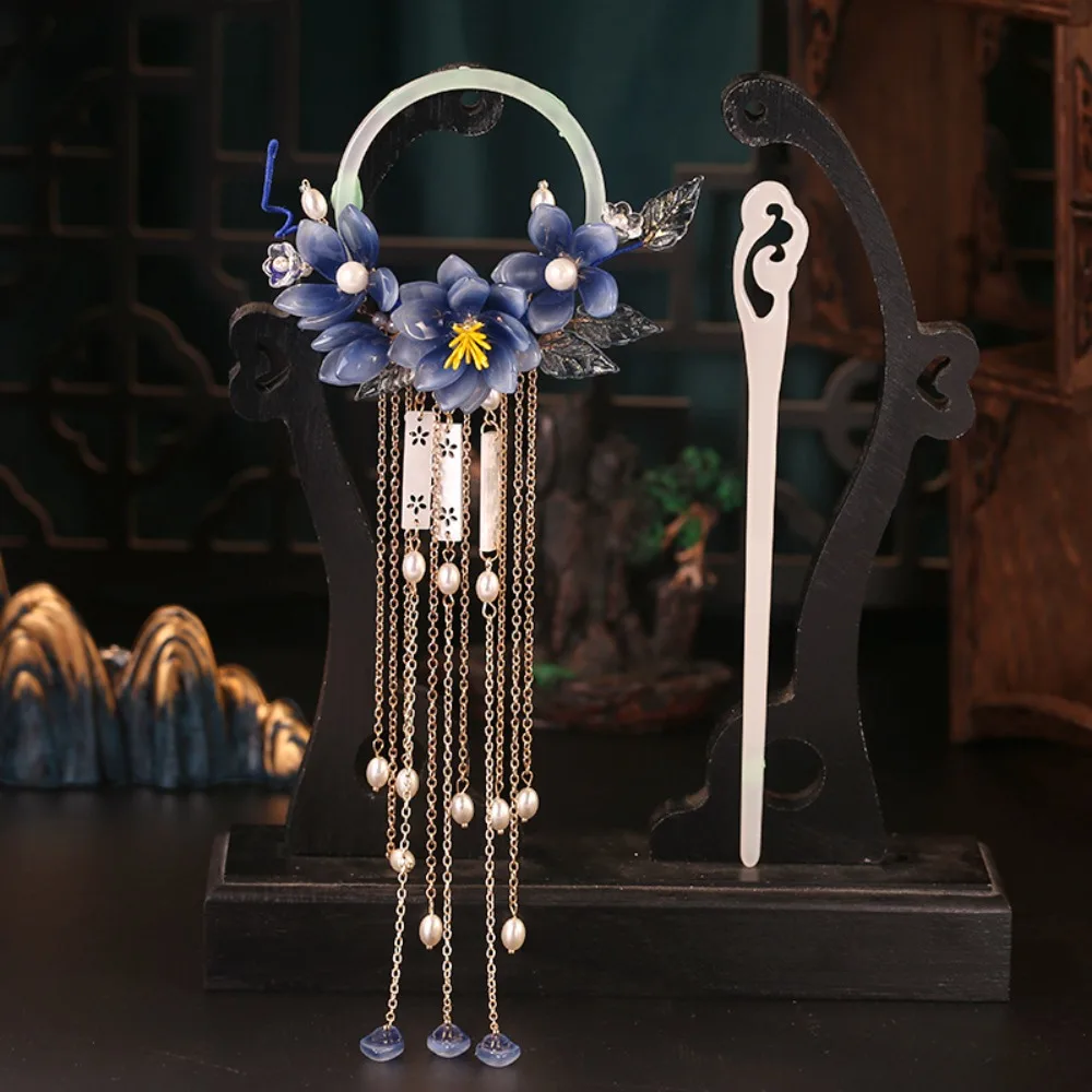 여성용 앤티크 스타일 난초 백 비녀 모자