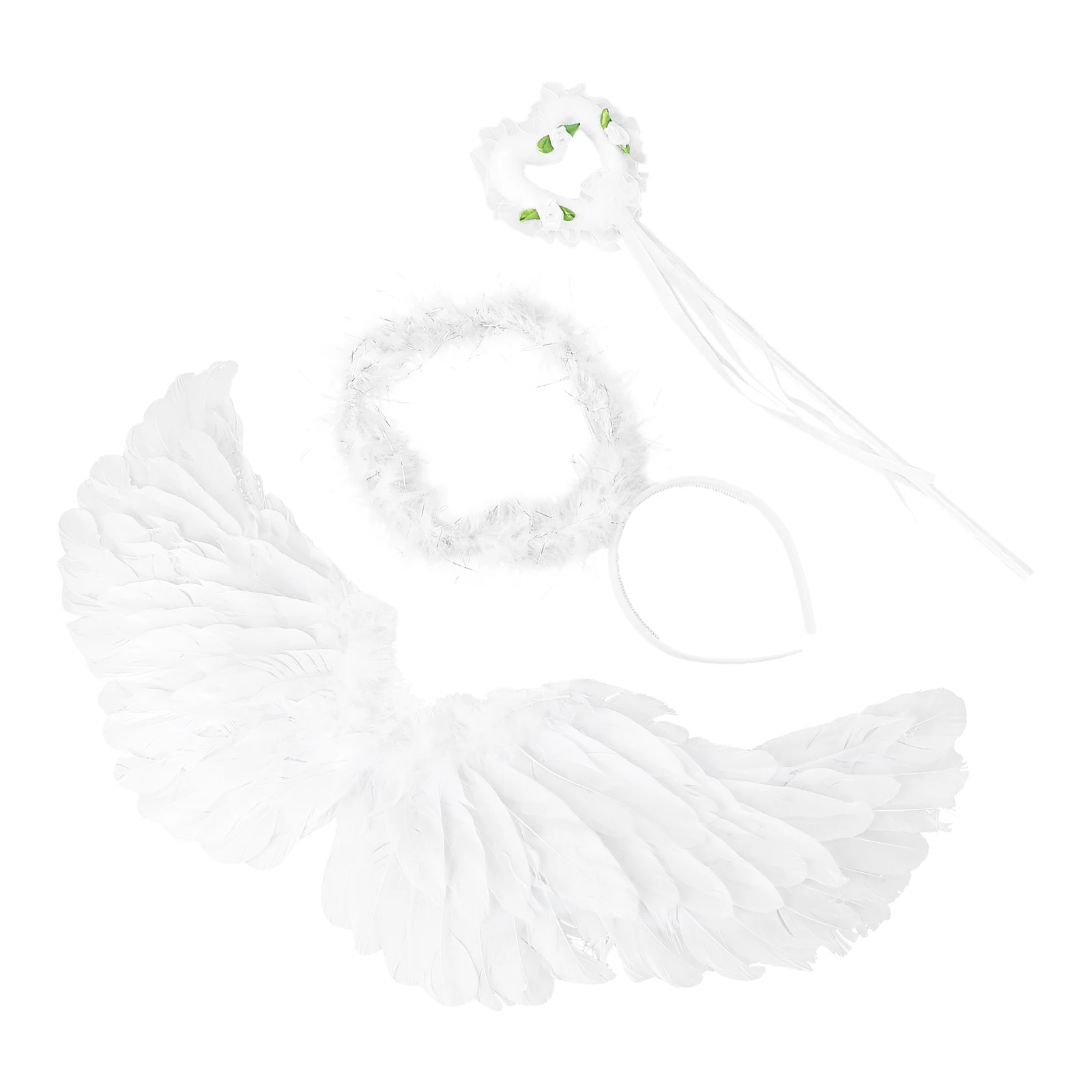 

Angel Wings 17 7in Span 14 2in Height White Handmade Costume Accessories for Girls 0 5 Years with Wand Angel Props