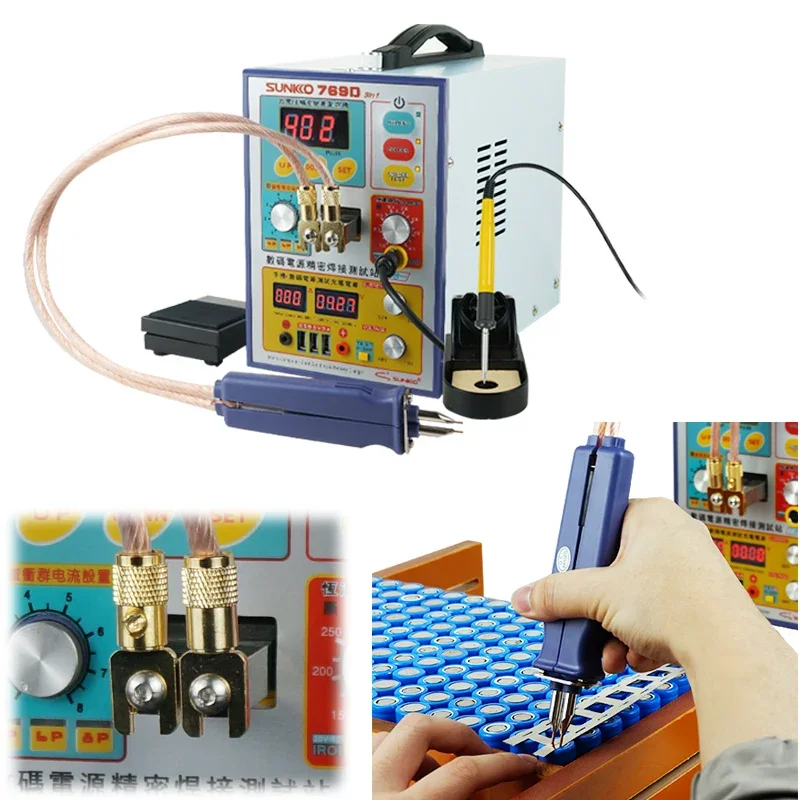 مجموعة أدوات تجميع البطارية الاحترافية من SUNKKO 769D لحام + 3 أقلام + 150-450 ℃   سبيكة لحام