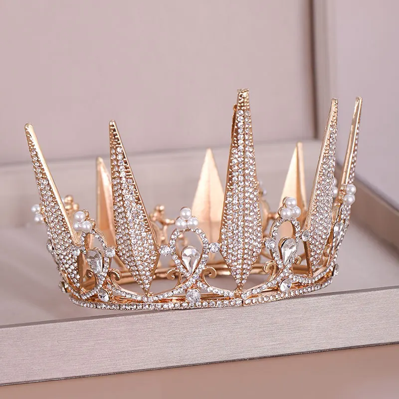 Luxury Crystal Round Crown Tiara Rhinestone Prom Diadem Crown For Women Bridal Wedding Hair Accessories Jewelry Crown Tiara Gift