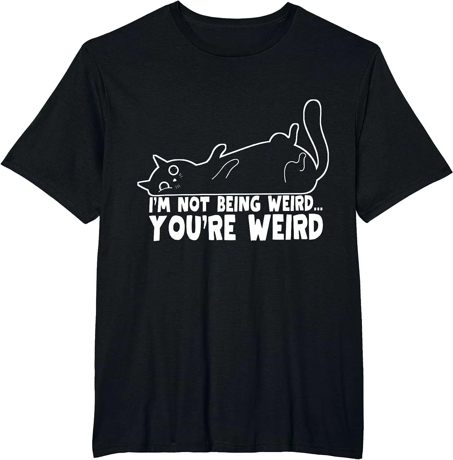Забавный котик мем я не странно ты странная кошка папа мама черная футболка