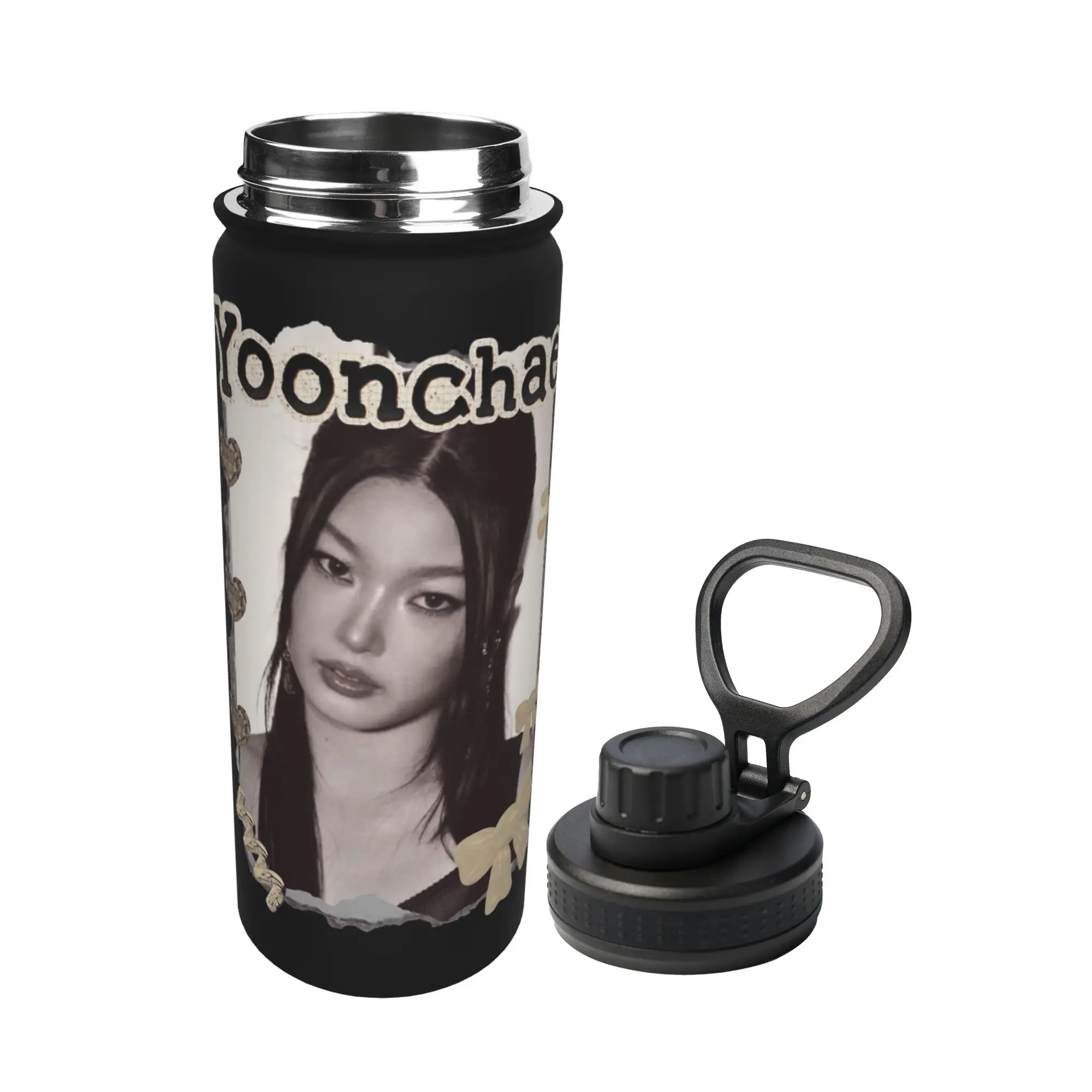 Yoonchae Katseyes Kpop Girl Group 18OZ Sports Insulated Kettle  Thermal Cup Vacuum Flask Office Home Mugs Water Bottle