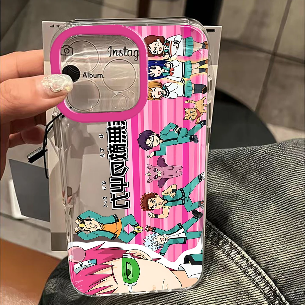 Funda bonita Kitty Boy Saiki Kusuo Clear Space para iPhone 11 12 13 14 15 16 Pro Max Mini X Xs XR 7 8 plus Se2020 personaje de dibujos animados
